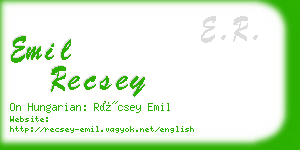 emil recsey business card
